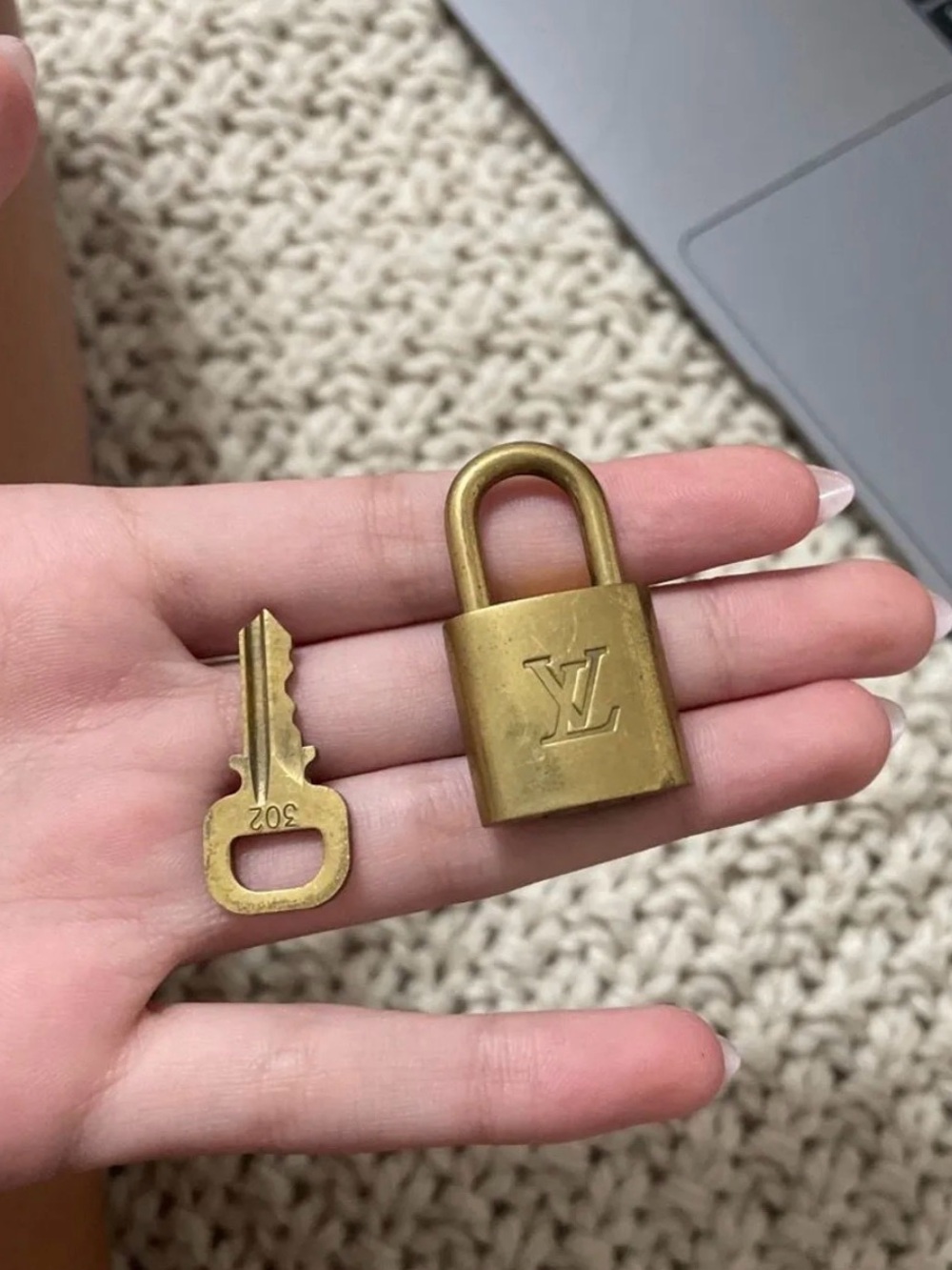 Louis Vuitton Gold-Tone Padlock and Key Set